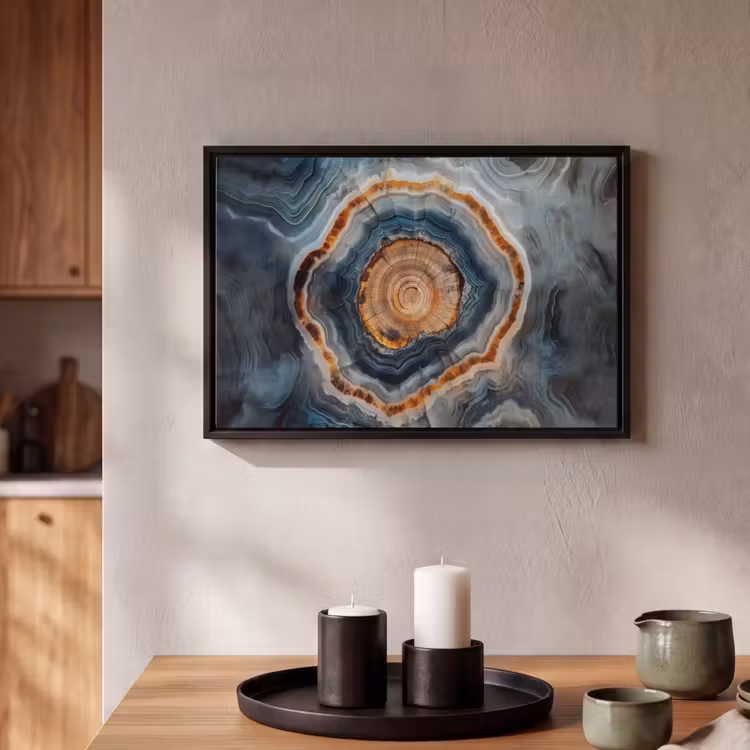 Canvas met lijst - Cirkel - Ringen - Steen - Tinten — 2