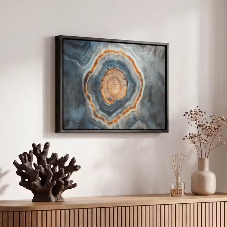 Canvas met lijst - Cirkel - Ringen - Steen - Tinten — 6