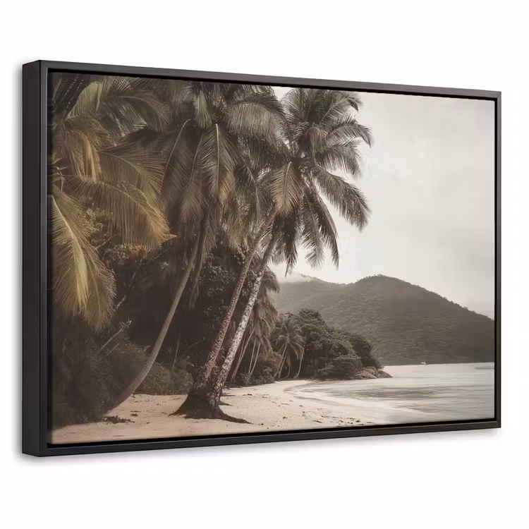 Canvas met lijst - Eiland - Palmboom - Zee — 1