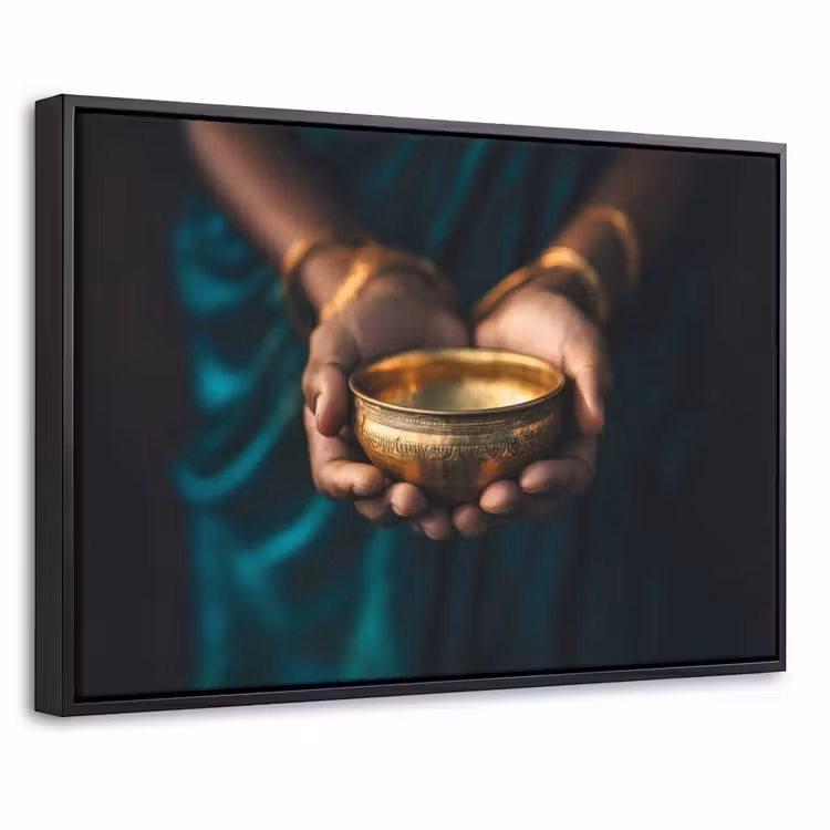 Canvas met lijst - Goud - Kom - Blauw — 1