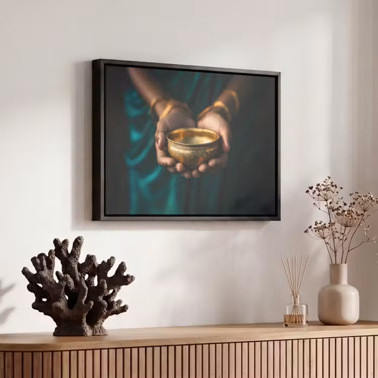 Canvas met lijst - Goud - Kom - Blauw — 6
