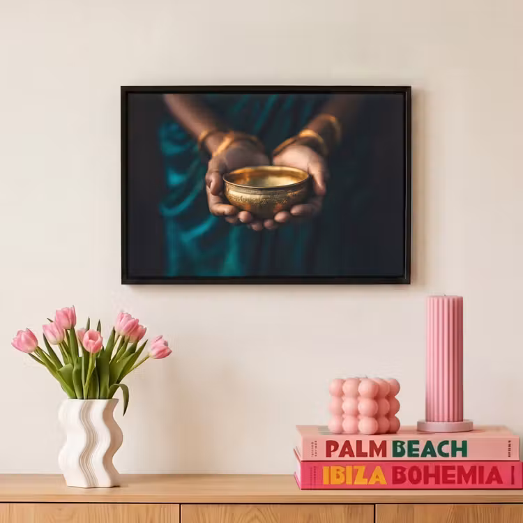 Canvas met lijst - Goud - Kom - Blauw — 8