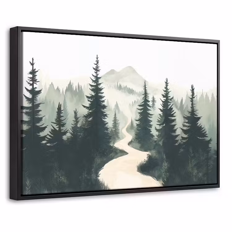 Canvas met lijst - Pad - Bomen - Bos - Illustratie — 1