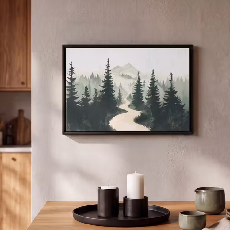 Canvas met lijst - Pad - Bomen - Bos - Illustratie — 2
