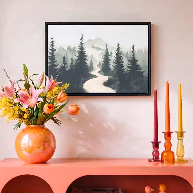 Canvas met lijst - Pad - Bomen - Bos - Illustratie — 4