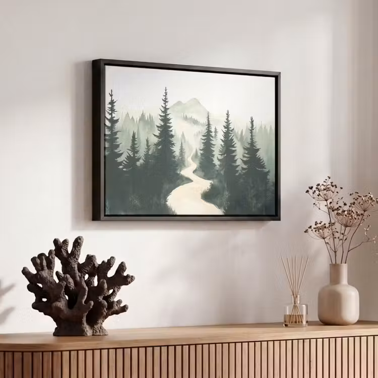 Canvas met lijst - Pad - Bomen - Bos - Illustratie — 6