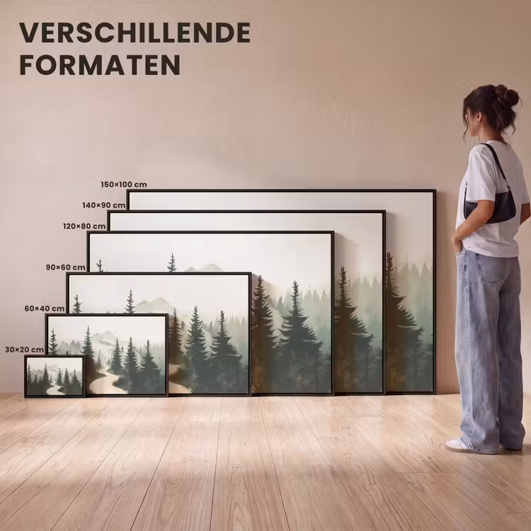 Canvas met lijst - Pad - Bomen - Bos - Illustratie — 7