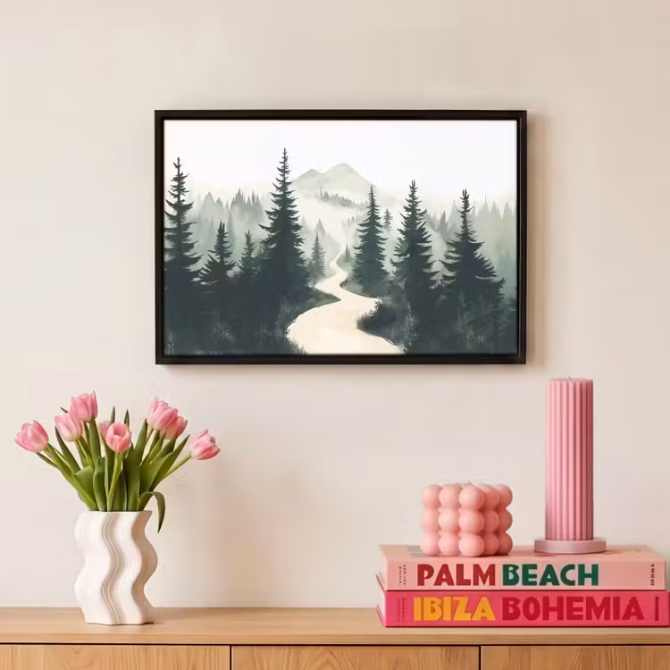 Canvas met lijst - Pad - Bomen - Bos - Illustratie — 8