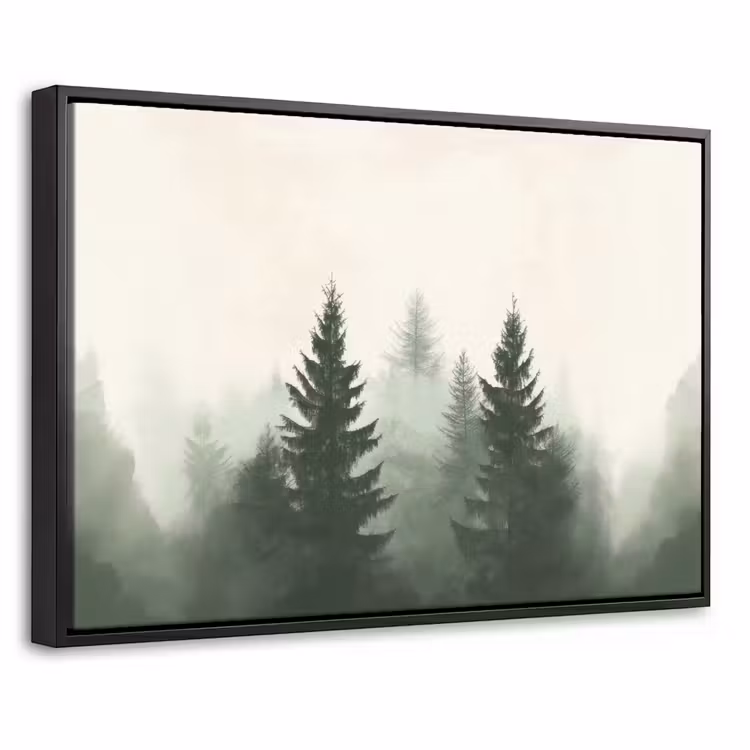 Canvas met lijst - Sparren - Bomen - Groen - Beige — 1
