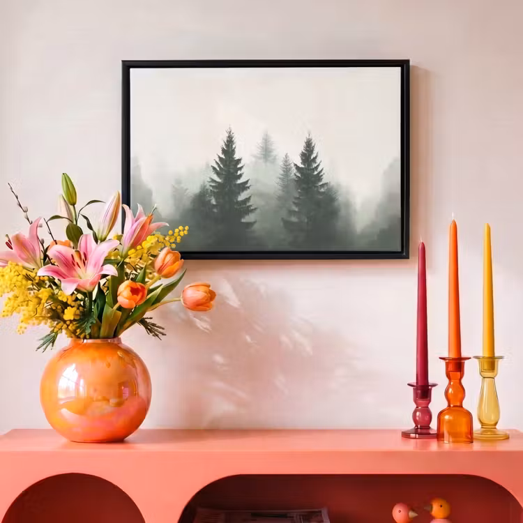 Canvas met lijst - Sparren - Bomen - Groen - Beige — 4