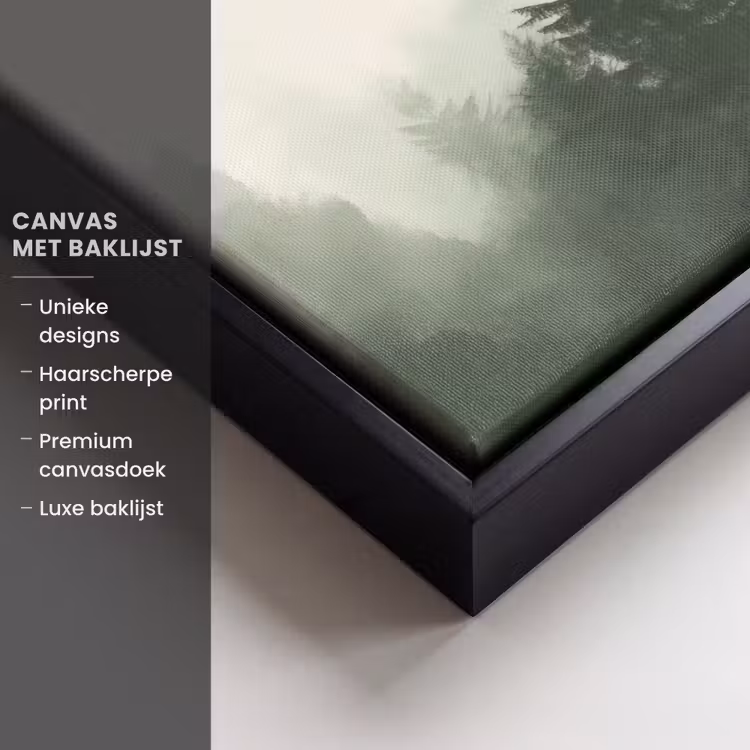 Canvas met lijst - Sparren - Bomen - Groen - Beige — 5