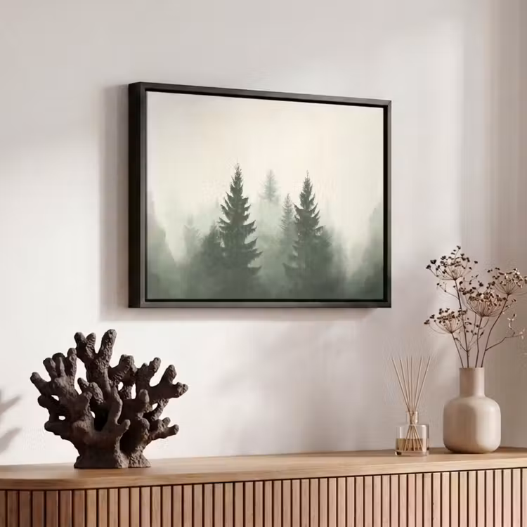 Canvas met lijst - Sparren - Bomen - Groen - Beige — 6