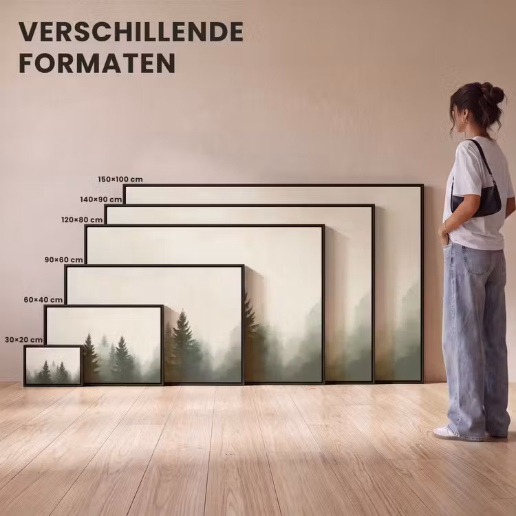 Canvas met lijst - Sparren - Bomen - Groen - Beige — 7