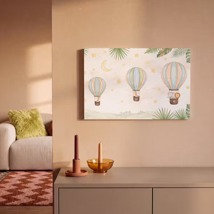 Canvas schilderij - Aquarel - Luchtballonnen - Pastel — 2