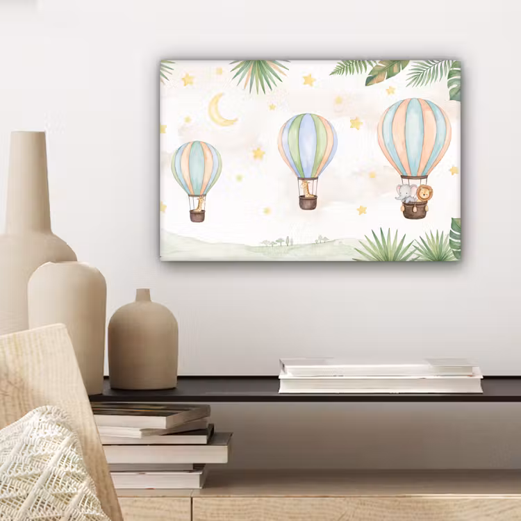 Canvas schilderij - Aquarel - Luchtballonnen - Pastel — 5