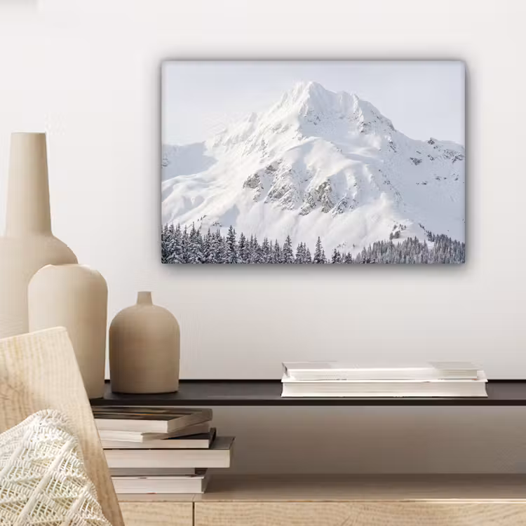 Canvas schilderij - Berg - Sneeuw - Winter - Natuur - Wit — 5