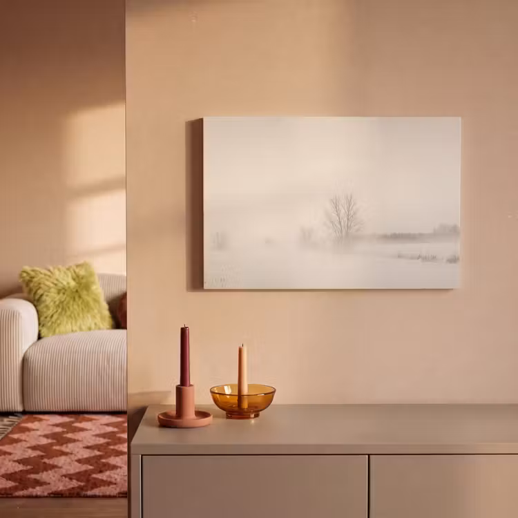 Canvas schilderij - Boom - Mist - Sneeuw - Winter - Minimalistisch — 2