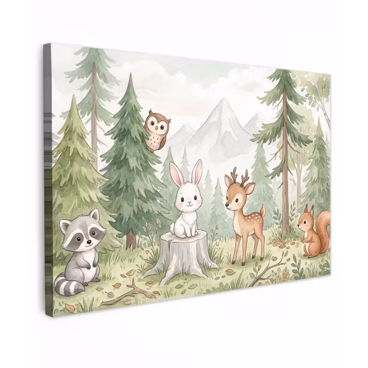 Canvas schilderij - Bos - Dieren - Groen — 1