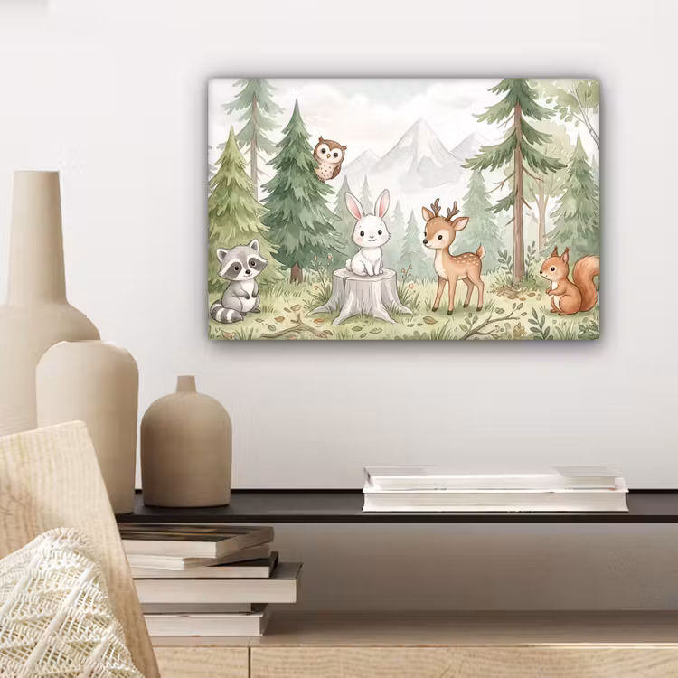 Canvas schilderij - Bos - Dieren - Groen — 5