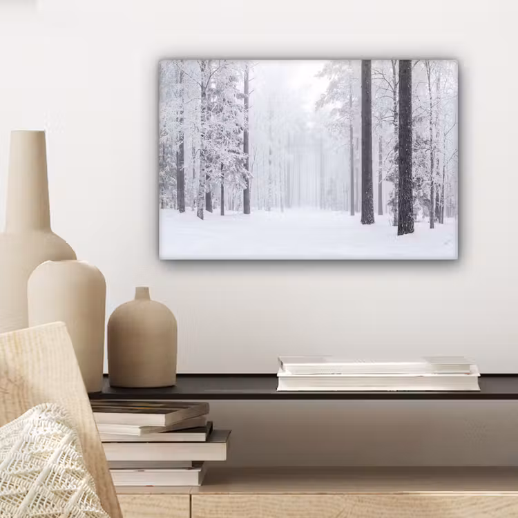 Canvas schilderij - Bos - Sneeuw - Pad - Winter - Stilte — 5