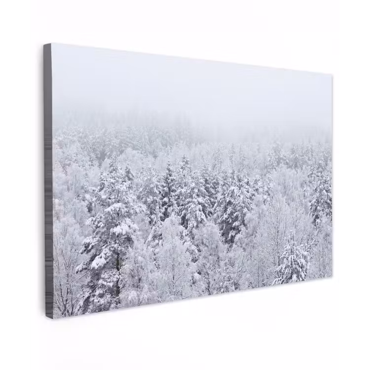 Canvas schilderij - Bos - Sneeuw - Winter - Natuur - Wit — 1