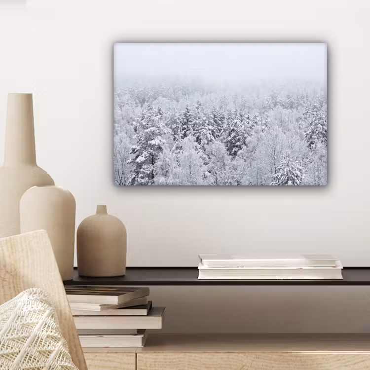 Canvas schilderij - Bos - Sneeuw - Winter - Natuur - Wit — 5