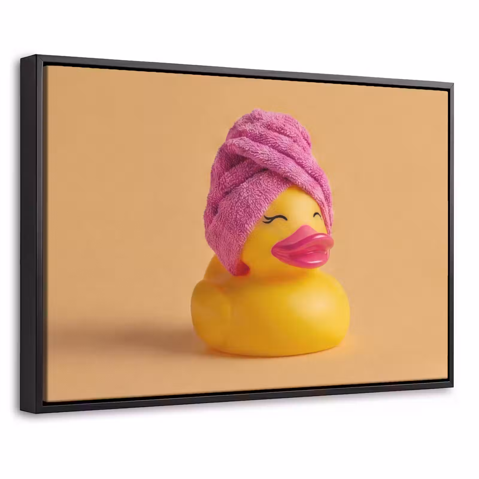 Canvas met lijst - Badeend - Handdoek - Kleurrijk — 1