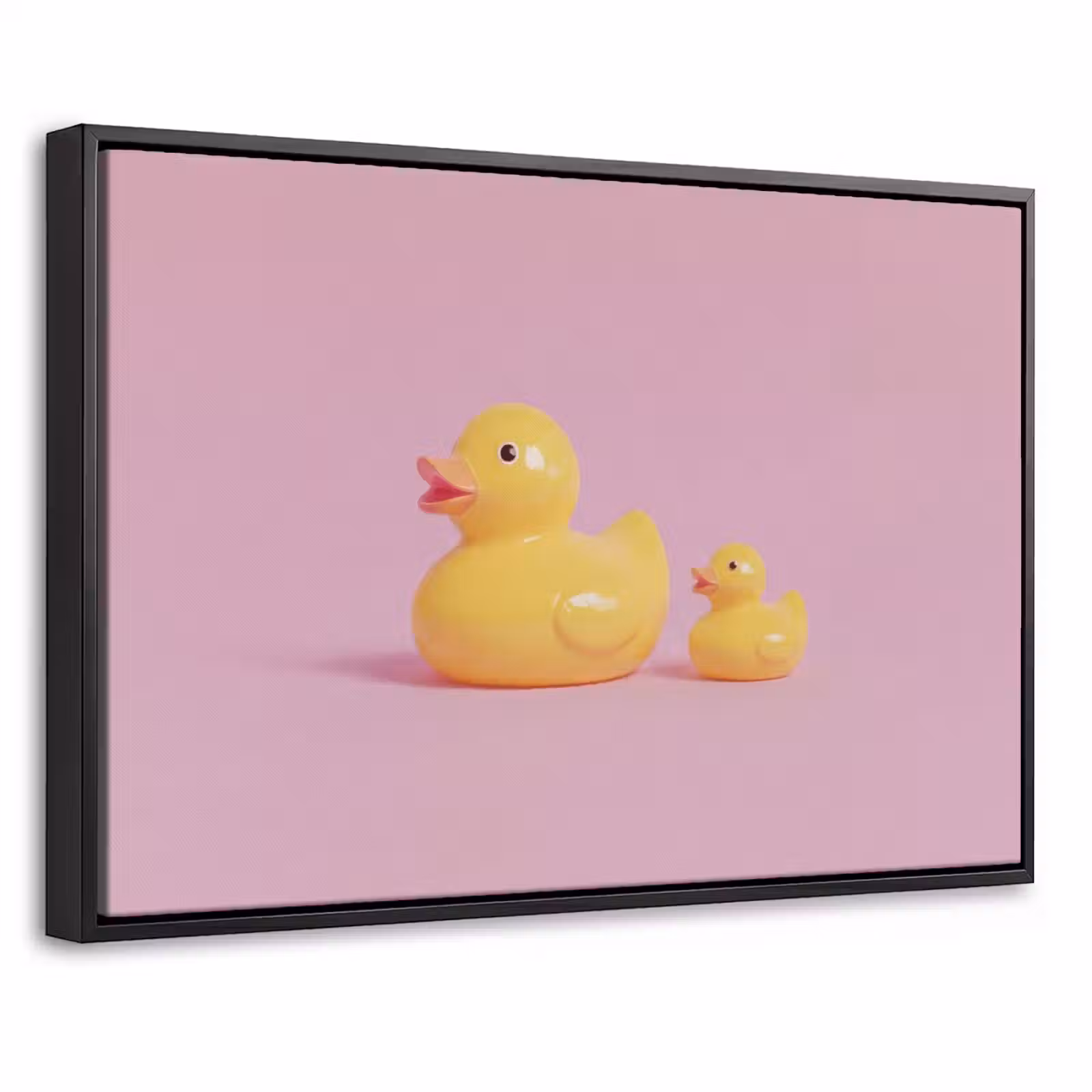 Canvas met lijst - Eendjes - Vrolijk - Roze — 1