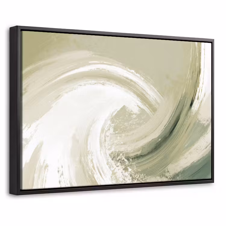 Canvas met lijst - Abstract - Penseelstreken - Golven - Groen — 1