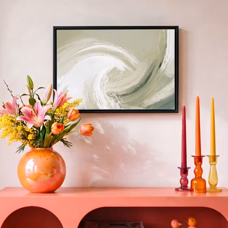 Canvas met lijst - Abstract - Penseelstreken - Golven - Groen — 4