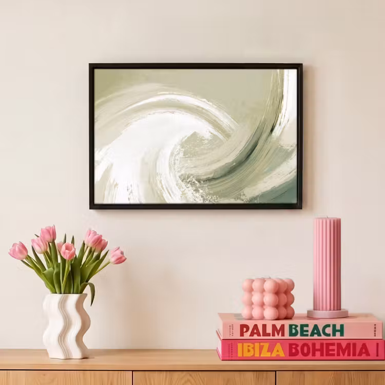 Canvas met lijst - Abstract - Penseelstreken - Golven - Groen — 8