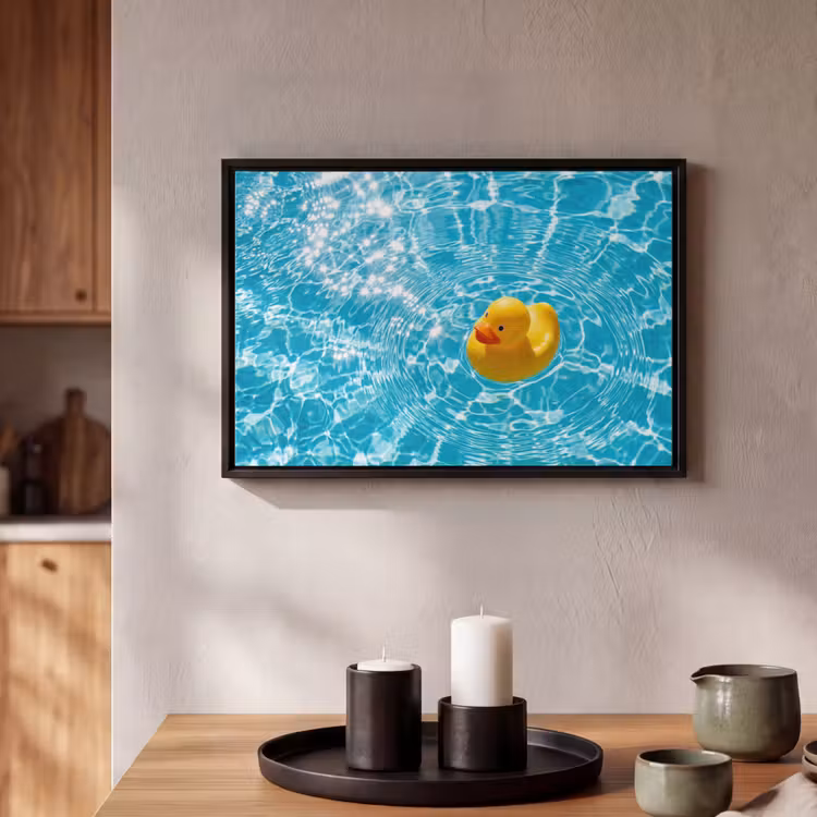 Canvas met lijst - Badeend - Dobberen - Blauw — 2