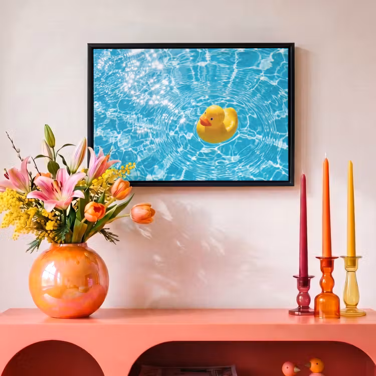 Canvas met lijst - Badeend - Dobberen - Blauw — 4