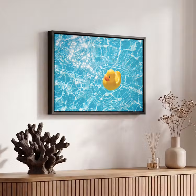 Canvas met lijst - Badeend - Dobberen - Blauw — 6