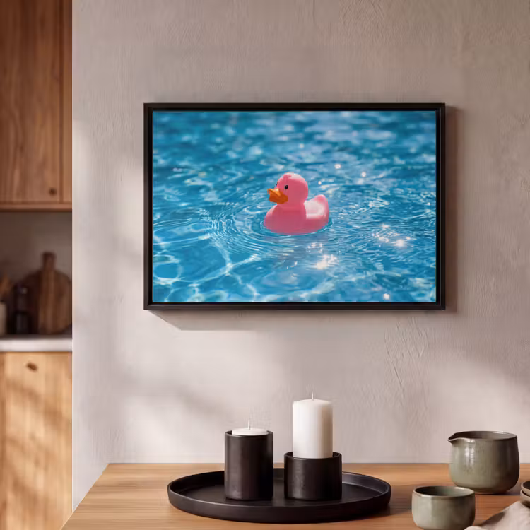 Canvas met lijst - Badeend - Dobberend - Roze — 2