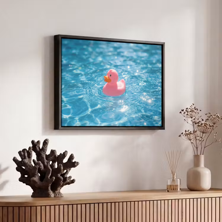 Canvas met lijst - Badeend - Dobberend - Roze — 6