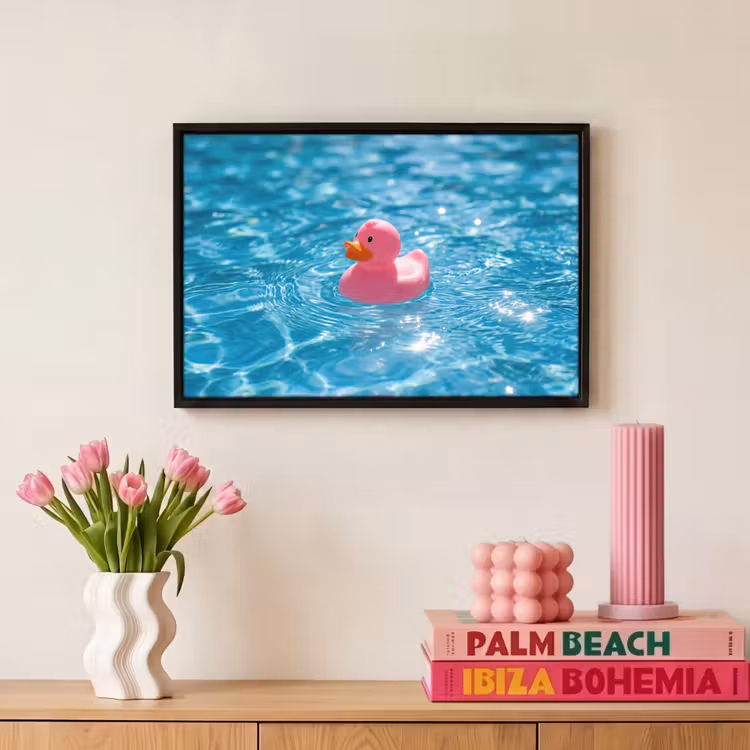 Canvas met lijst - Badeend - Dobberend - Roze — 8