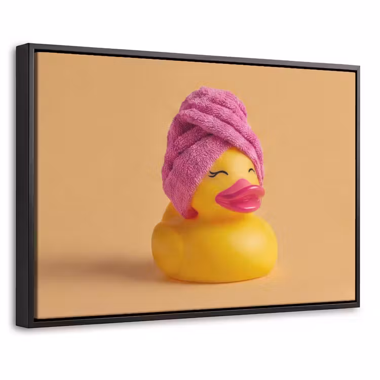 Canvas met lijst - Badeend - Handdoek - Kleurrijk — 1