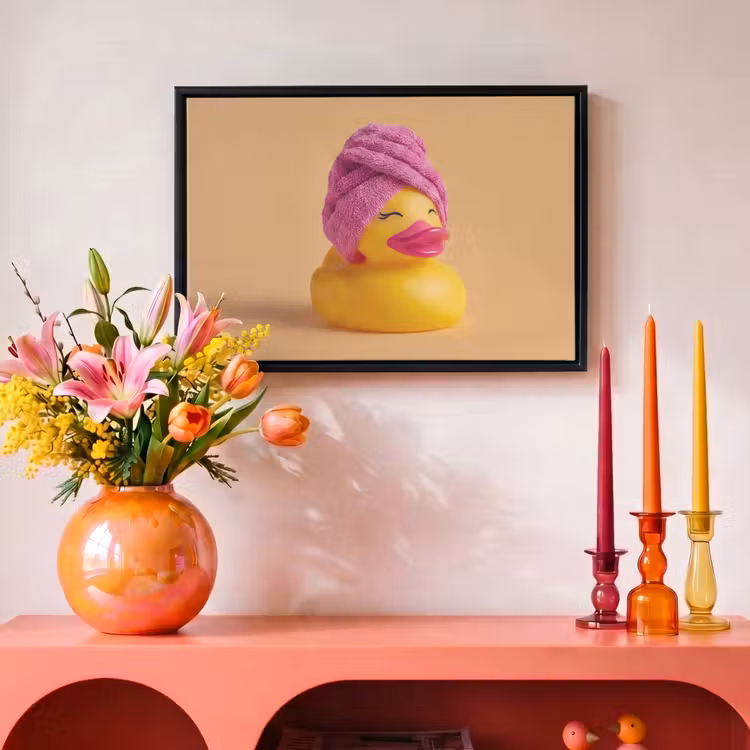 Canvas met lijst - Badeend - Handdoek - Kleurrijk — 4