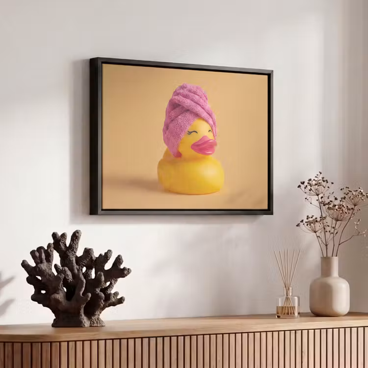 Canvas met lijst - Badeend - Handdoek - Kleurrijk — 6