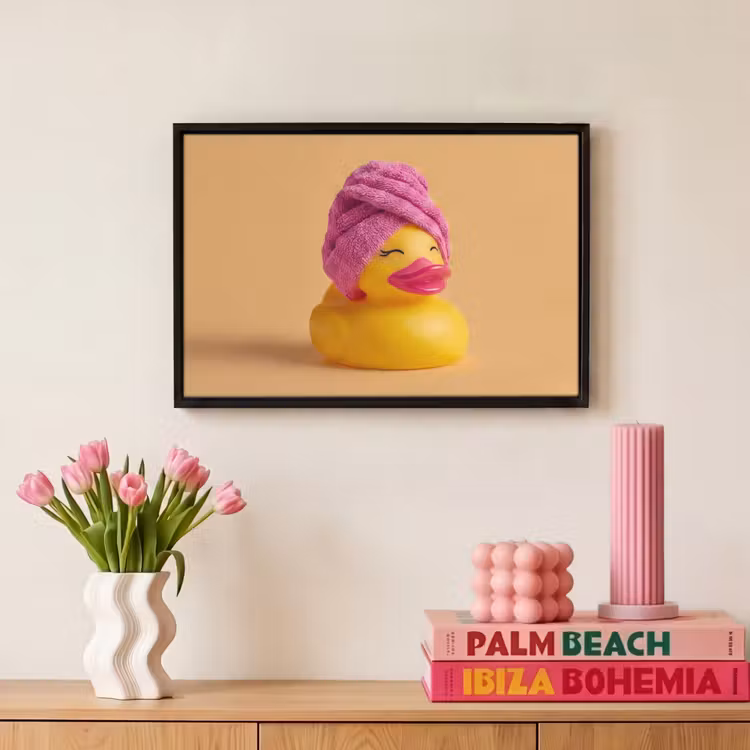 Canvas met lijst - Badeend - Handdoek - Kleurrijk — 8