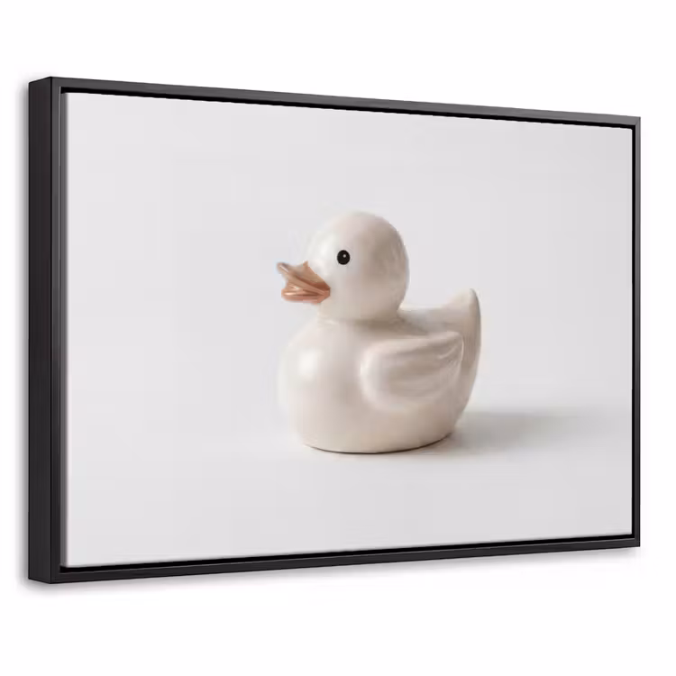 Canvas met lijst - Badeend - Minimalistisch - Wit — 1