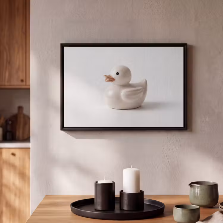 Canvas met lijst - Badeend - Minimalistisch - Wit — 2