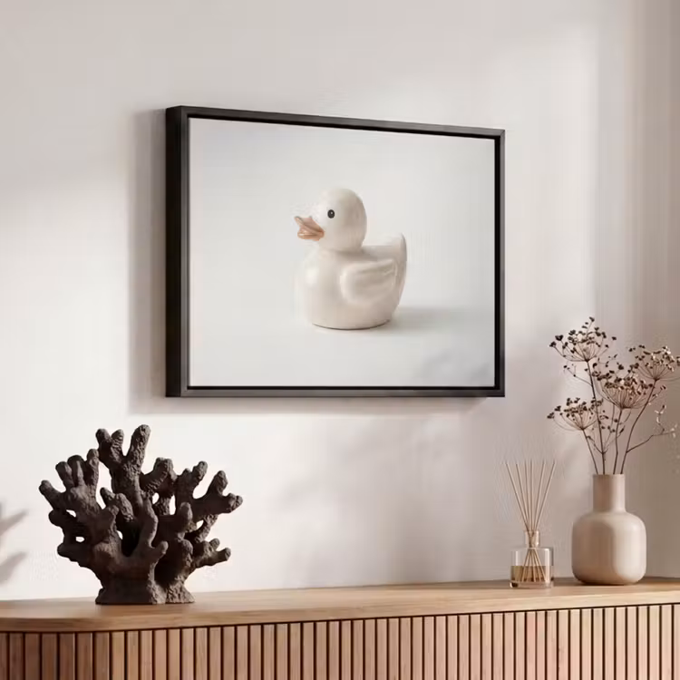 Canvas met lijst - Badeend - Minimalistisch - Wit — 6