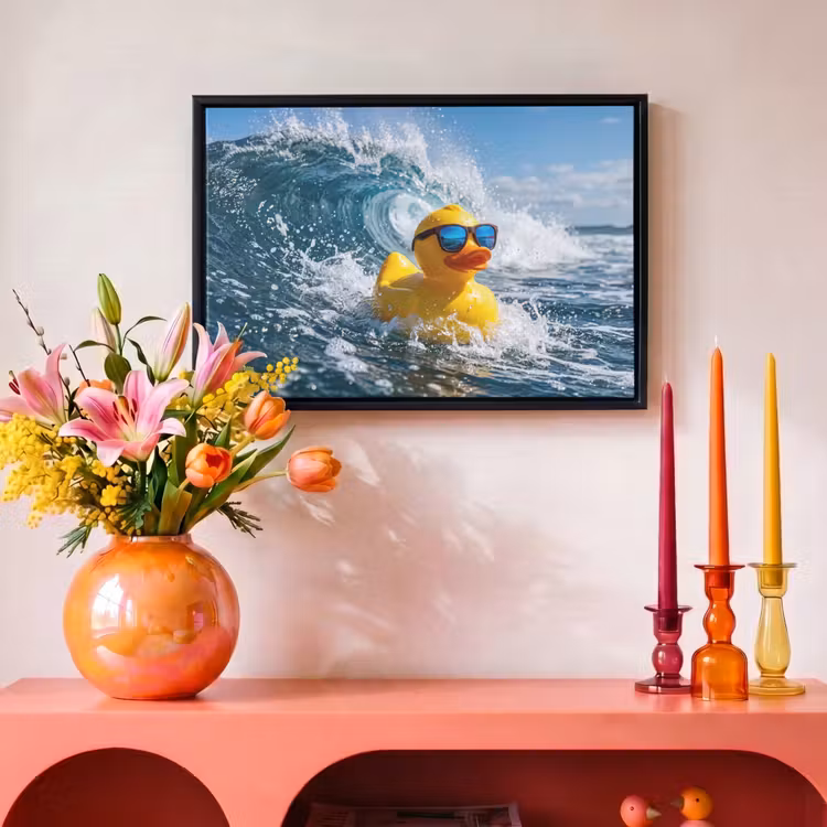 Canvas met lijst - Badeend - Stoer - Golven — 4