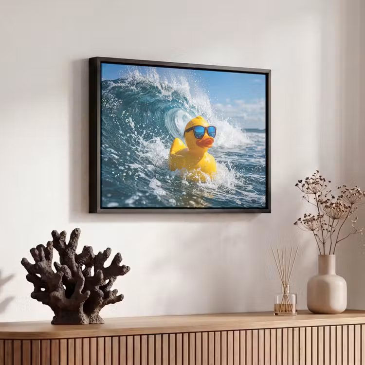 Canvas met lijst - Badeend - Stoer - Golven — 6