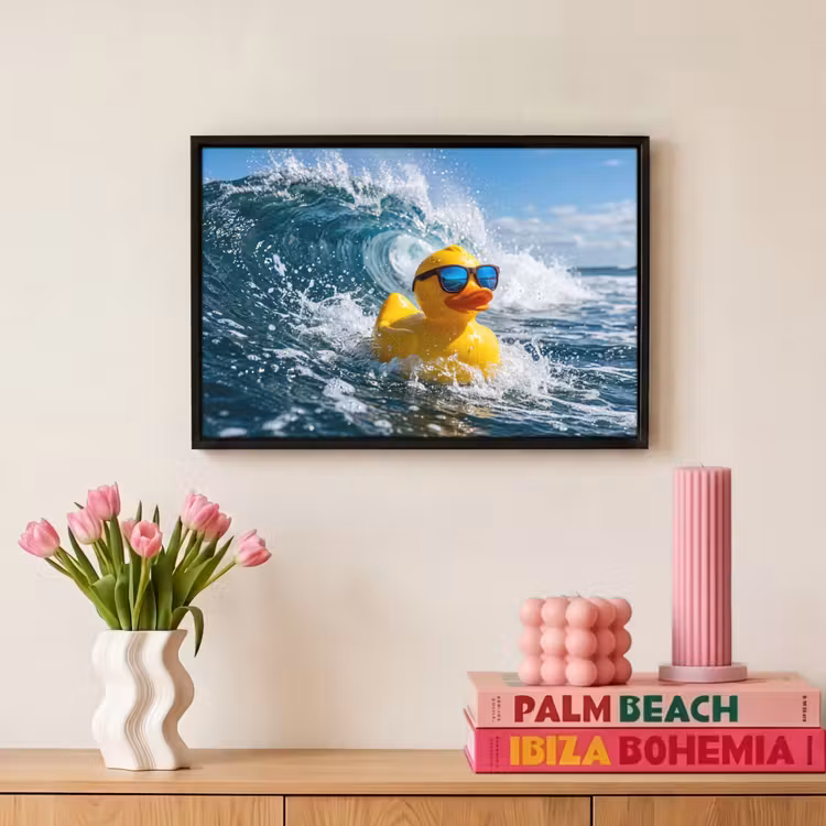 Canvas met lijst - Badeend - Stoer - Golven — 8