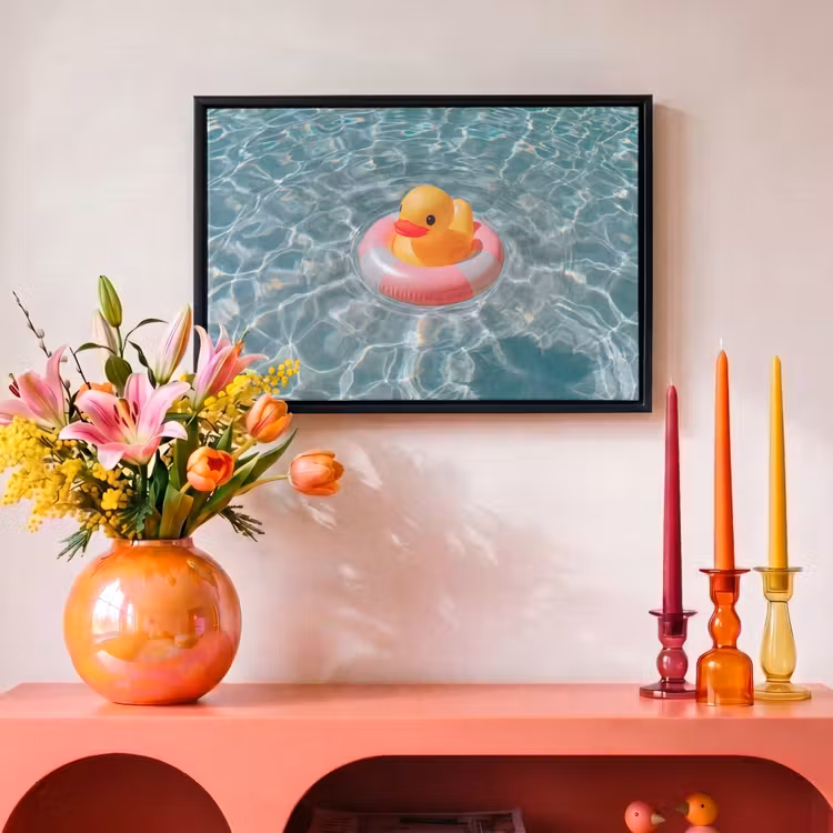Canvas met lijst - Badeend - Zwemband - Geel — 4