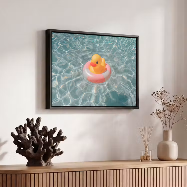 Canvas met lijst - Badeend - Zwemband - Geel — 6