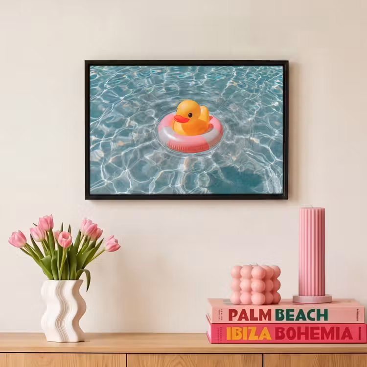 Canvas met lijst - Badeend - Zwemband - Geel — 8